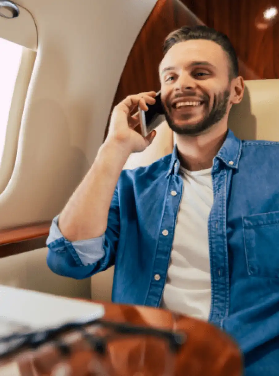 Passenger boarding a private jet - Vegas Express Jet charter